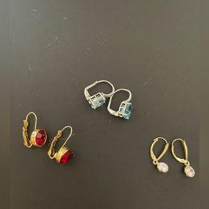 Set of 3 pairs of gemstone earrings